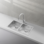 BC-7745 Stainless Steel Double Sink 775 x 450 x 230mm - Brushed Nickel