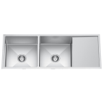 BC-D11545  Stainless Steel Double Sink with Drainer, 1150 x 450 x 230mm - Brushed  Nickel