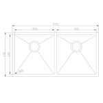 BC-8745 Stainless Steel Double Sink 875 x 450 x 230mm– Brushed Gunmetal Black   ( Grid inculd)