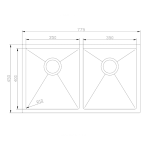 BC-7745 Stainless Steel Double Sink 775 x 450 x 230mm - Brushed Nickel