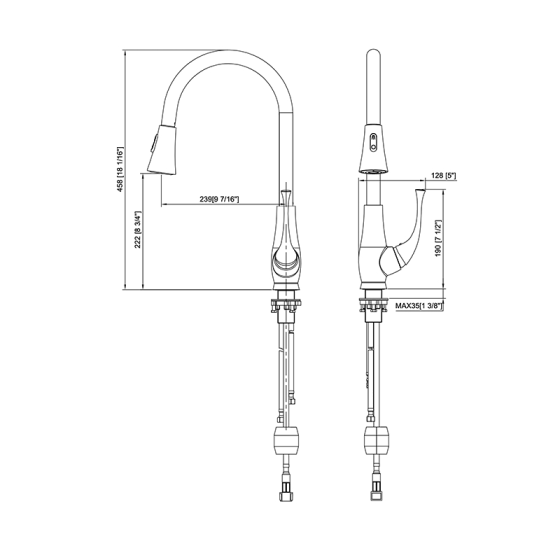 BC-6008 Pull-Out Spray Kitchen Mixer Tap