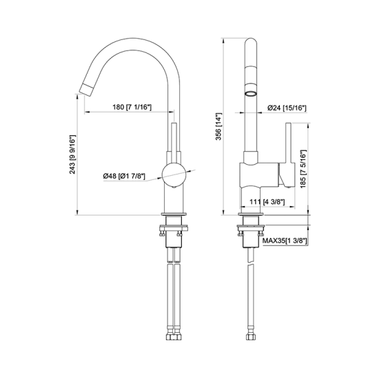 BC-6011 Matte Black Kitchen Mixer Tap