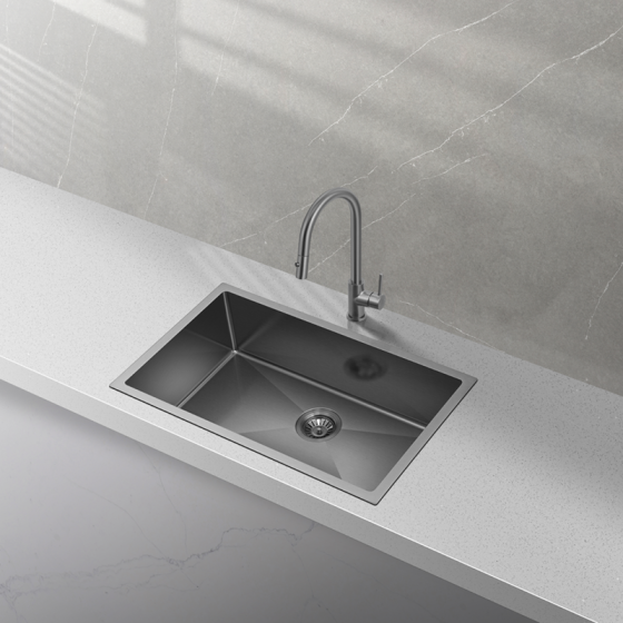 BC-7045 Stainless Steel Single Sink 700 x 450 x 230mm– Brushed Gunmetal Black ( Grid inculd)