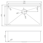 BC-7045 Stainless Steel Single Sink 700 x 450 x 230mm– Brushed Gunmetal Black ( Grid inculd)