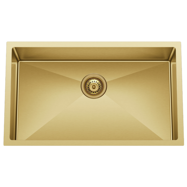 BC-G7045 Stainless Steel Single Sink 700mm x 450mm x 230mm - Brushed Brass Gold   ( Grid inculd)