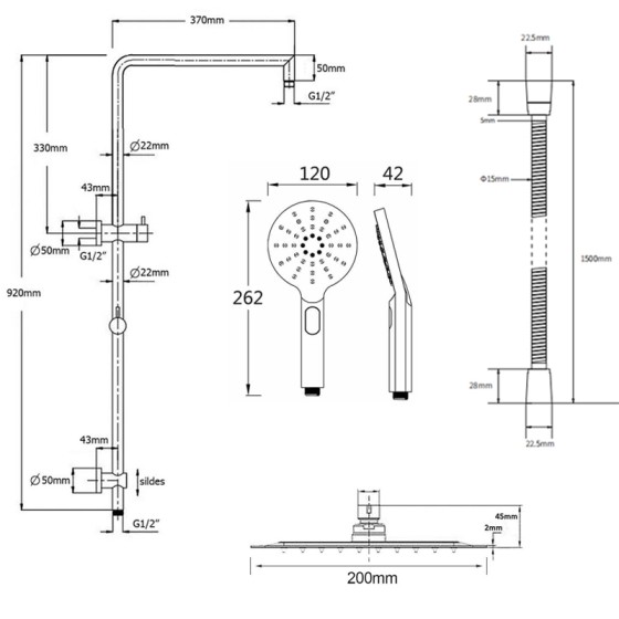 4902.BL-shower Head -  Matt Black