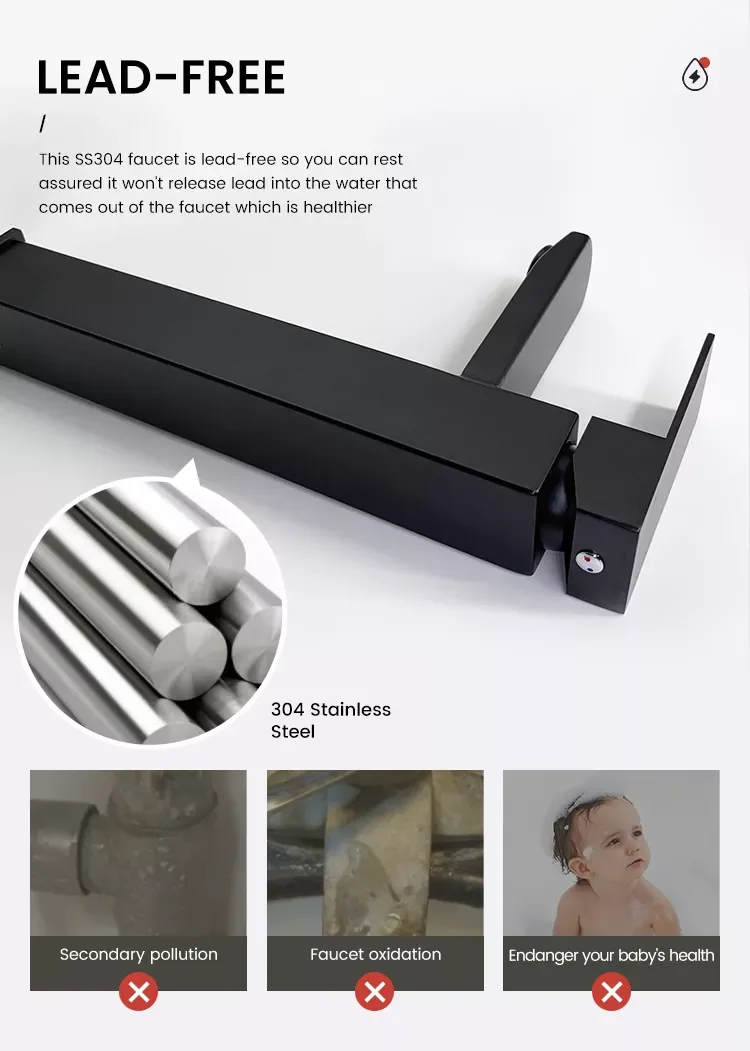 BC 2008 matte black square tall basin mixer tap