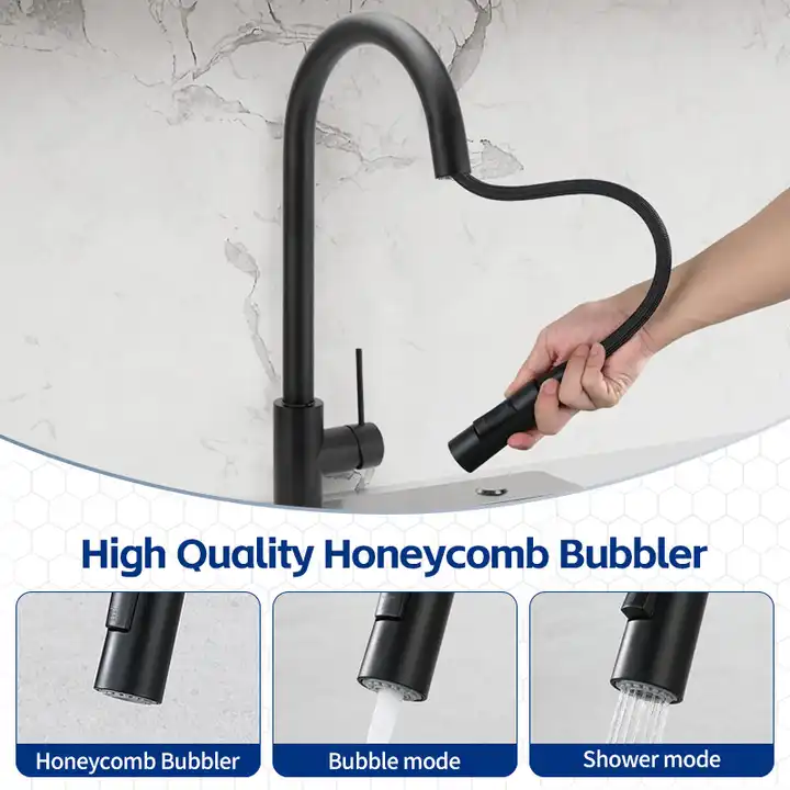 KRD519.BL matte black pull-down kitchen mixer tap