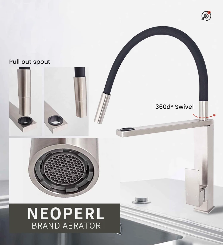 BC-6001 brushed nickel kitchen mixer tap
