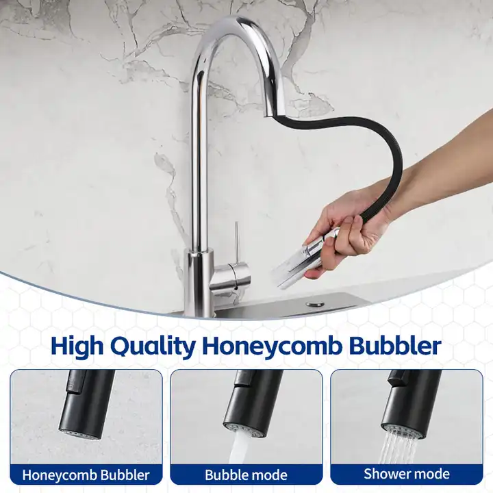 KRD519.CR chrome finish pull-down kitchen mixer tap