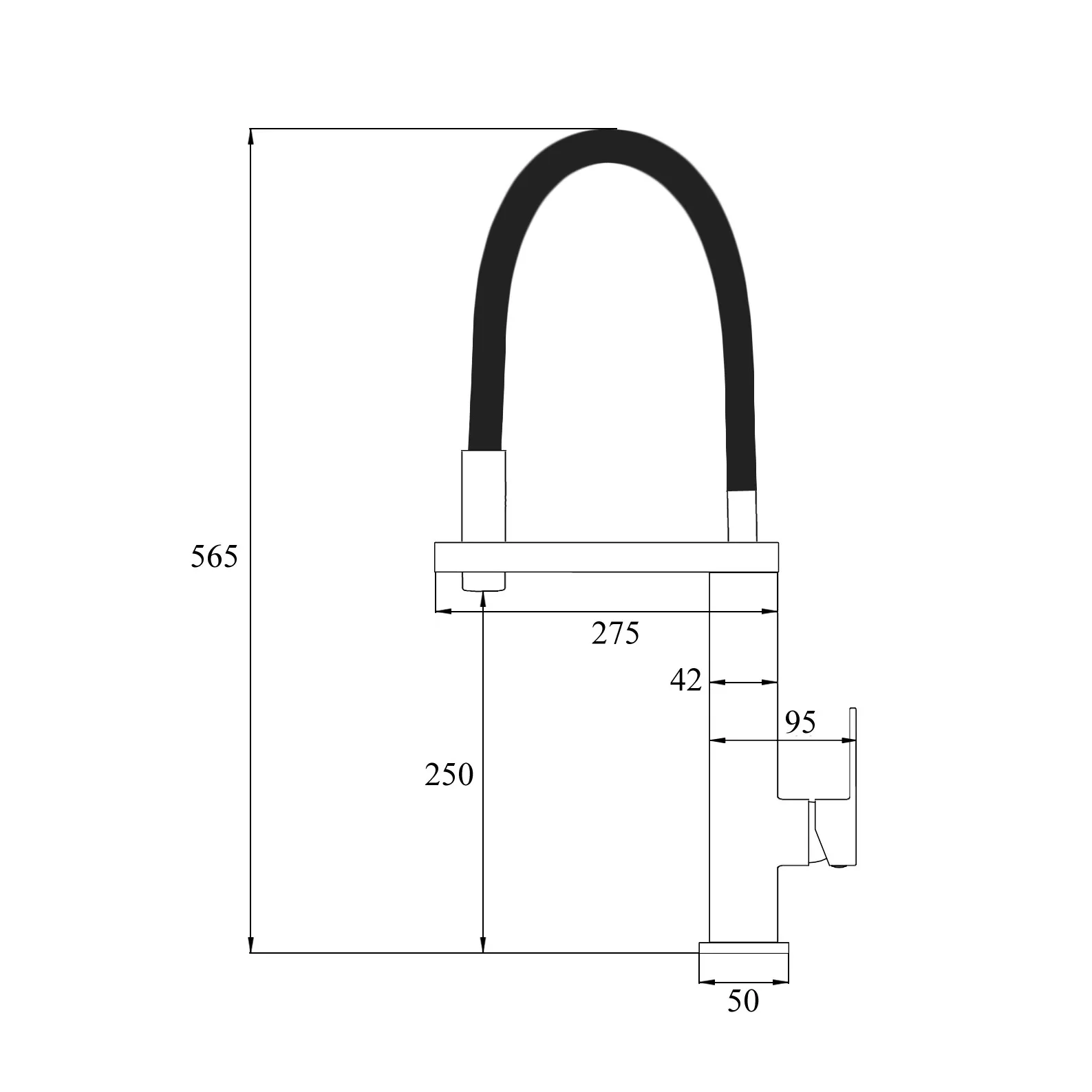 BC-6004 Brushed Gold Kitchen Mixer Tap with Matte Black Silicone Hose